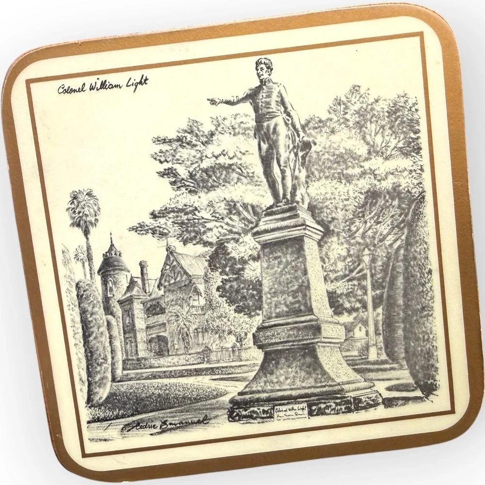 Vtg Pimpernel Cedric Emanuel Australian Landmark Coasters Set 9 Sketch Adelaide